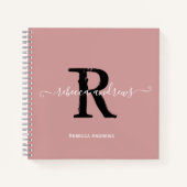 Elegant Dusty Pink Monogram Script Naam Initiaal Notitieboek (Voorkant)