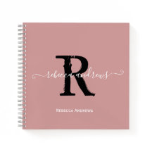 Elegant Dusty Pink Monogram Script Naam Initiaal
