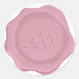 Elegant Dusty Pink Monogram Wedding Wax Seal Ronde Sticker