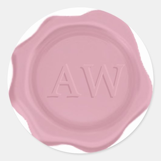 Elegant Dusty Pink Monogram Wedding Wax Seal Ronde Sticker (Voorkant)