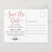 Elegant Dusty Pink Peach Blue Floral Save the Date Aankondigingskaart (Achterkant)
