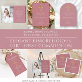Elegant Dusty Pink Religious Girl First Communion Wijn Etiket
