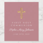 Elegant Dusty Pink Religious Girl First Communion Wijn Etiket (Enkel label)