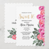 Elegant Dusty Pink Rose Gold Sweet 16 Verjaardag Kaart (Voorkant / Achterkant)