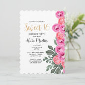 Elegant Dusty Pink Rose Gold Sweet 16 Verjaardag Kaart (Staand voorkant)