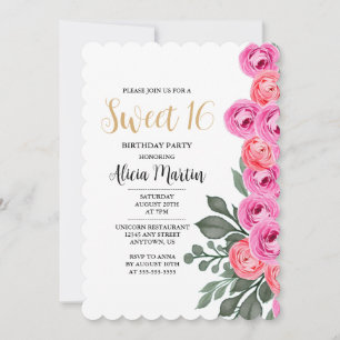 Elegant Dusty Pink Rose Gold Sweet 16 Verjaardag Kaart