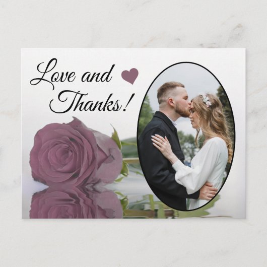 Elegant Dusty Pink Rose Wedding Love and Bedankt Briefkaart (Voorkant)