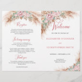 Elegant Dusty Pink Roses Pampas gras en groen (Voorkant)