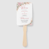 Elegant Dusty Pink Roses Pampas gras en groen Handwaaier (Voorkant)