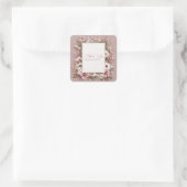 Elegant Dusty Pink Rustic Floral Gold Frame Vierkante Sticker (Tas)