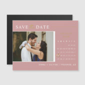 Elegant Dusty Pink Save the Date Calendar Magnet (Voorkant / Achterkant)