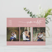 Elegant Dusty Pink Save the Date QR Code Foto Kaart (Staand voorkant)