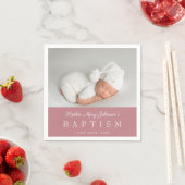 Elegant Dusty Pink Script Photo Baptisme Servet (Insitu)