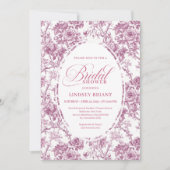 Elegant Dusty Pink Toile Roses Bridal Shower Invit Kaart (Voorkant)