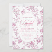 Elegant Dusty Pink Toile Roses Bridal Shower Kaart (Voorkant)