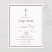 Elegant Dusty Pink | Uitnodiging voor de doop (Voorkant)