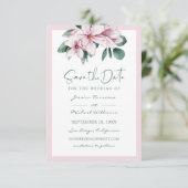Elegant Dusty Pink Waterverf Floral Eucalyptus Save The Date (Staand voorkant)