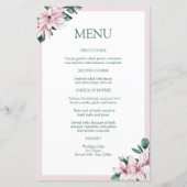 Elegant Dusty Pink Waterverf Magnolia Menu (Voorkant)