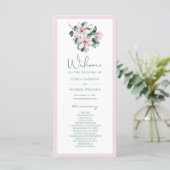 Elegant Dusty Pink Waterverf Magnolia Wedding Programmakaart (Staand voorkant)