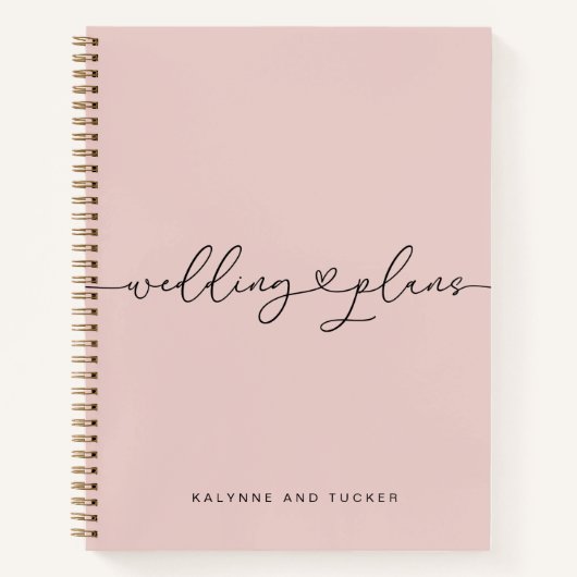 Elegant Dusty Pink Wedding Plans Heart Notitieboek (Voorkant)
