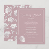 Elegant Dusty Pink White Floral Wedding Informatiekaartje (Voorkant / Achterkant)