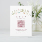 Elegant Dusty Pink Wildflower Rustic Boho QR-code RSVP Kaartje (Staand voorkant)
