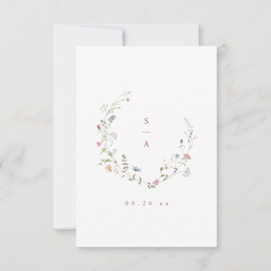 Elegant Dusty Pink Wildflower Rustic Boho QR-code RSVP Kaartje (Achterkant)