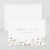 Elegant Dusty Pink Wildflower Rustic Boho Wedding Bedankkaart (Voorkant / Achterkant)