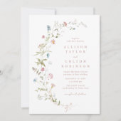 Elegant Dusty Pink Wildflower Rustic Boho Wedding Kaart (Voorkant)