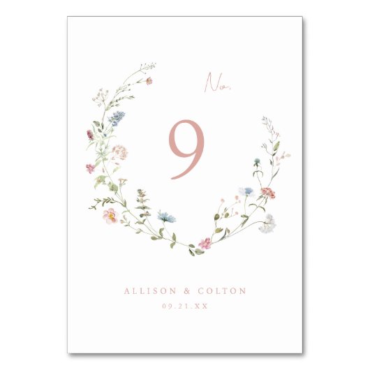 Elegant Dusty Pink Wildflower Rustic Boho Wedding Kaart (Voorkant)