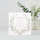 Elegant Dusty Pink Wildflower Rustic Boho Wedding Kaart (Staand voorkant)