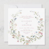 Elegant Dusty Pink Wildflower Rustic Boho Wedding Kaart (Voorkant)