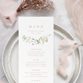 Elegant Dusty Pink Wildflower Rustic Boho Wedding Menu