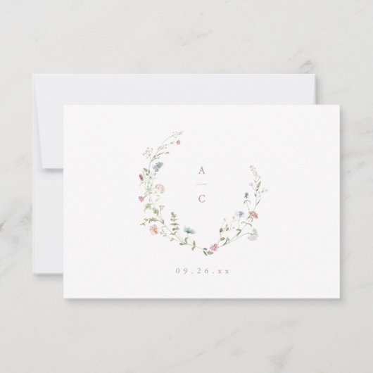 Elegant Dusty Pink Wildflower Rustic Boho Wedding RSVP Kaartje (Achterkant)