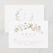 Elegant Dusty Pink Wildflower Rustic Boho Wedding RSVP Kaartje (Voorkant / Achterkant)