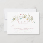 Elegant Dusty Pink Wildflower Rustic Boho Wedding RSVP Kaartje (Voorkant)