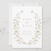 Elegant Dusty Pink Wildflower Rustic Boho Wedding Save The Date (Voorkant)