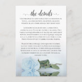 Elegant Dusty Powder Blue Roos Wedding Details Informatiekaartje (Voorkant)