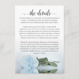 Elegant Dusty Powder Blue Roos Wedding Details Informatiekaartje