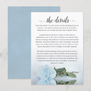 Elegant Dusty Powder Blue Roos Wedding Details Informatiekaartje