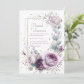 Elegant Dusty Purple Rose Eucalyptus Gold Glitter Kaart (Staand voorkant)