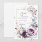 Elegant Dusty Purple Rose Eucalyptus Gold Glitter Kaart (Voorkant / Achterkant)
