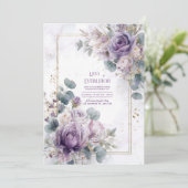Elegant Dusty Purple Rose Eucalyptus Gold Marble Kaart (Staand voorkant)