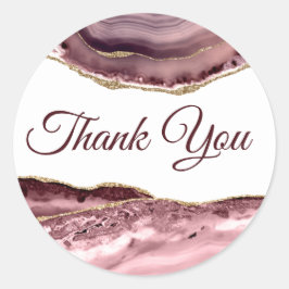 Elegant Dusty Roos Agate Hartelijk dank Ronde Sticker