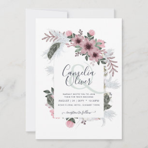 Elegant Dusty Roos Ampersand Floral Arch Wedding Kaart