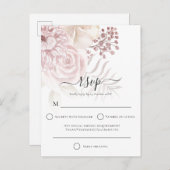 Elegant Dusty Roos Bloemen Bruiloft RSVP Uitnodiging Briefkaart (Voorkant / Achterkant)