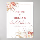 Elegant Dusty Roos Bloemen Vrijgezellenfeest Welko Poster (Voorkant)