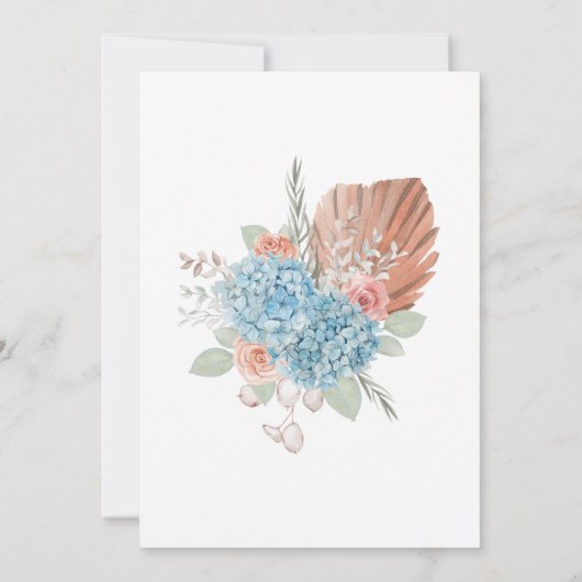 Elegant Dusty Roos Blue Hydrangea Summer Funeral Kaart (Achterkant)