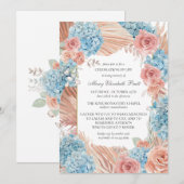 Elegant Dusty Roos Blue Hydrangea Summer Funeral Kaart (Voorkant / Achterkant)