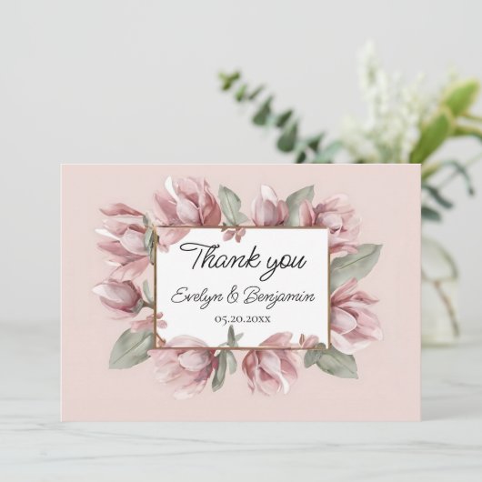 Elegant Dusty roos blush bruiloft Bedankkaart (Staand voorkant)